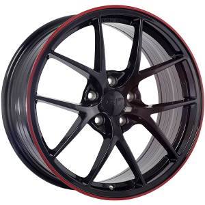 DAI Wheels SKY 18x8.0 Noir lustre - Ligne rouge